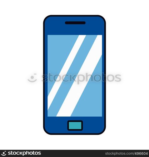 Blue smartphone flat icon isolated on white background. Blue smartphone flat icon