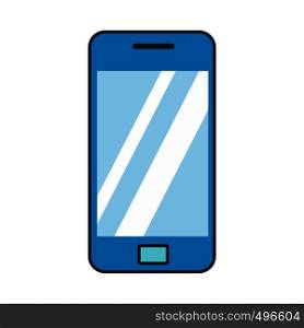 Blue smartphone flat icon isolated on white background. Blue smartphone flat icon
