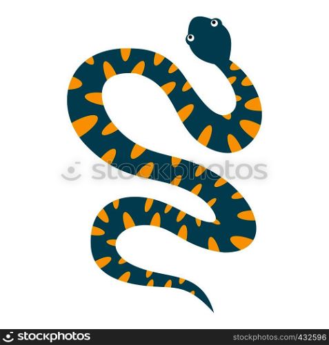 Blue snake with yellow spots icon flat isolated on white background vector illustration. Blue snake with yellow spots icon isolated