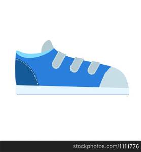 Blue sneakers on white in flat style for shop design, stock vector illustration