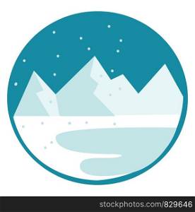 Blue snow-covered mountain vector or color illustration