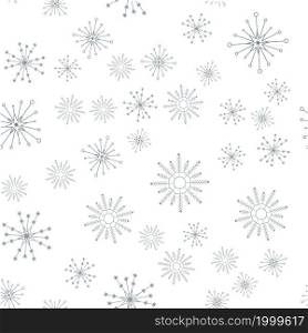 Blue snowflakes are scattered on a white background. Design for decor, prints, textile, furniture, cloth, digital. Vector seamless pattern EPS 10