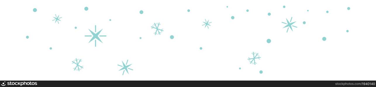 Blue snowflakes falling. Winter snow simple pattern. Vector illustration. Blue snowflakes falling. Winter snow simple pattern
