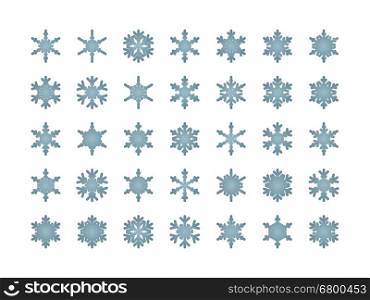 Blue snowflakes isolated on white background. Design elements for cover, greeting card, brochure or flyer. Vector illustration.