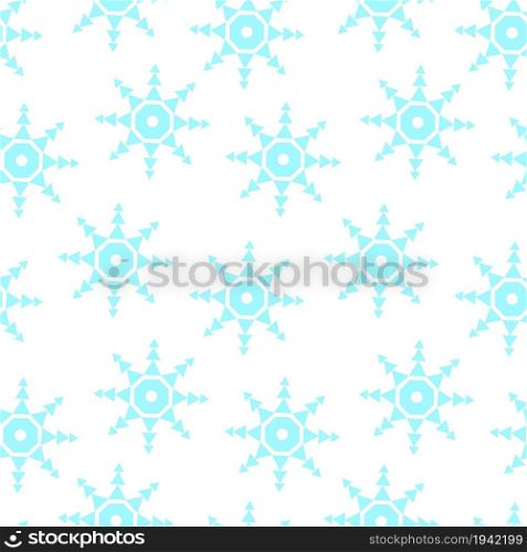 Blue snowflakes on a white background seamless pattern. Winter template for packaging, wallpaper, fabric, vector illustration.. Blue snowflakes on a white background seamless pattern.