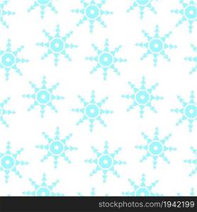 Blue snowflakes on a white background seamless pattern. Winter template for packaging, wallpaper, fabric, vector illustration.. Blue snowflakes on a white background seamless pattern.