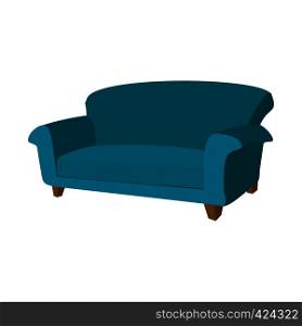 Blue sofa cartoon icon on a white background. Blue sofa cartoon icon