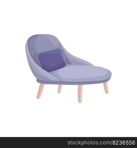 Blue sofa side view in cartoon style. Small couch. Furniture for interior Isolated on a white background.