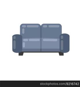 Blue sofa with pillows. Modern interior. Element of Living room. Place to rest. Cartoon flat illustration. Soft furniture. Blue sofa. Modern interior.