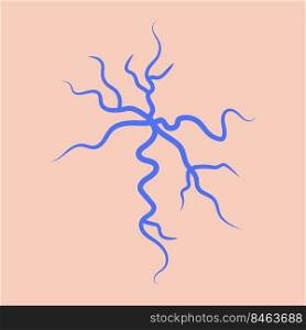 Blue spider veins anatomy. Varicose disease concept. Human cardiovascular system. Network of blood vessels, arteries, or capillaries. Medical flat vector illustration on skin color background.