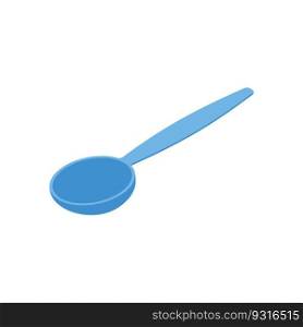 Blue Spoon isolated isometry. Cutlery on white background 