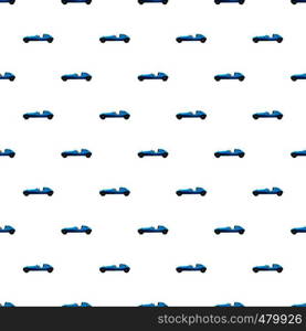 Blue sport car side view pattern seamless repeat in cartoon style vector illustration. Blue sport car side view pattern