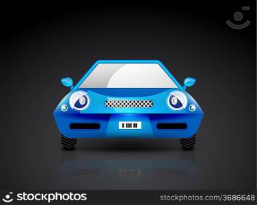 Blue sports car icon - front view
