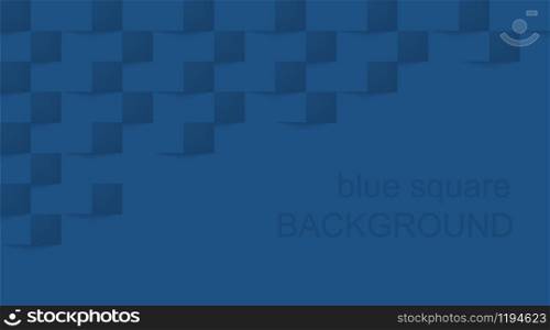 Blue square modern background of abstract 3d cubes with shadow. Texture of geometric classic wall.