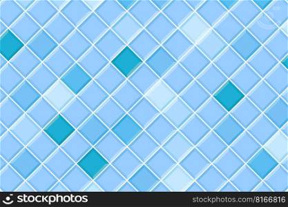 Blue square tile seamless pattern. Swimming pool floor background. Bathroom or toilet ceramic wall texture. Interior or exterior mosaic layout. Vector flat illustration. Blue square tile seamless pattern. Swimming pool floor background. Bathroom or toilet ceramic wall texture. Interior or exterior mosaic layout