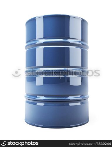 Blue standard metal barrel isolated on white background realistic vector illustration. No transparency.