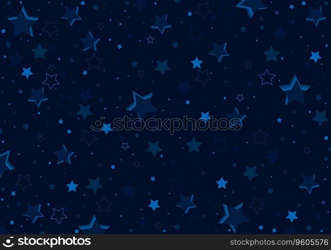 Blue Starry Pattern with Three-dimensional Shadow Effect - Colored Abstract Background as Illustration, Vector