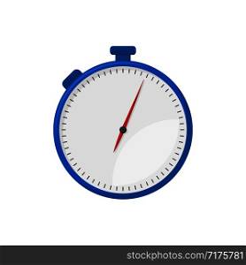 blue stopwatch on a white background in flat style. blue stopwatch on a white background, flat style