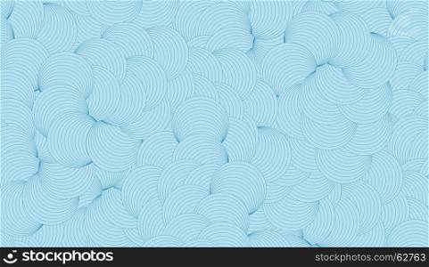 Blue striped swirling abstract shapes. Seamless pattern for fashion fabric textile. Repainting background in vintage retro colors.