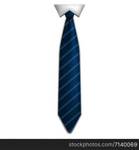 Blue striped tie icon. Realistic illustration of blue striped tie vector icon for web design isolated on white background. Blue striped tie icon, realistic style