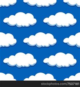 Blue summer sky with white clouds seamless pattern, for wallpaper or background design. Summer cloudy sky seamless pattern