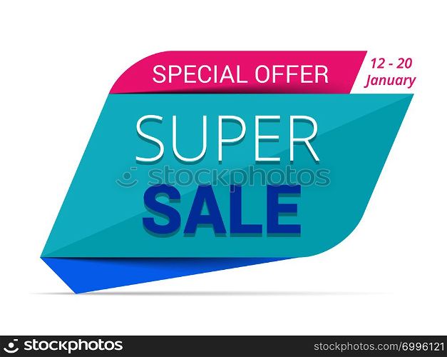 Blue super sale banner, special offer, vector eps10 illustration. Super Sale Banner