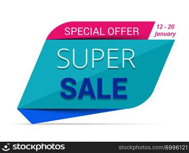 Blue super sale banner, special offer, vector eps10 illustration. Super Sale Banner