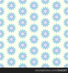 Blue sweet blossom seamless pattern on pastel background. Vintage lotus bloom for graphic or classic design.