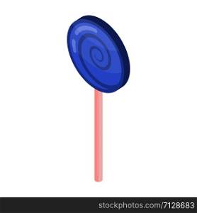 Blue swirl lollipop icon. Isometric of blue swirl lollipop vector icon for web design isolated on white background. Blue swirl lollipop icon, isometric style