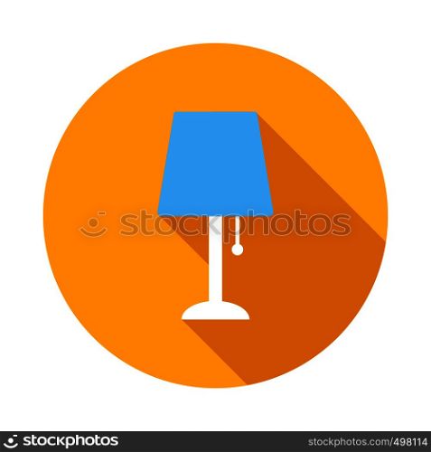 Blue table lamp icon in flat style on a white background . Blue table lamp icon in flat style