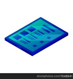 Blue tablet icon. Isometric of blue tablet vector icon for web design isolated on white background. Blue tablet icon, isometric style