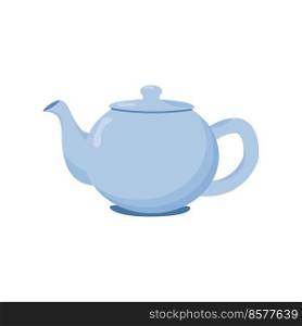 Blue teapot on white background. Flat vector illustration.. Blue teapot on white background. Flat vector illustration