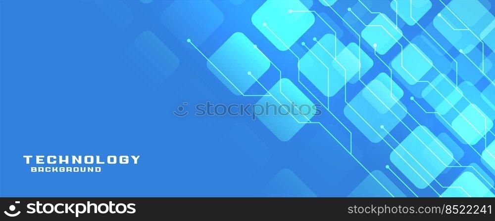 blue technology banner with circuit lines