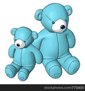 Blue teddy bears vector illustration on white background