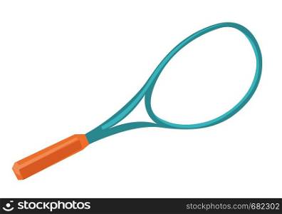 Blue tennis racket vector cartoon illustration isolated on white background.. Blue tennis racket vector cartoon illustration.