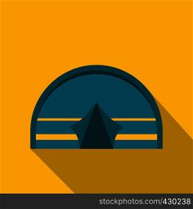 Blue touristic camping tent icon. Flat illustration of blue touristic camping tent vector icon for web. Blue touristic camping tent icon, flat style