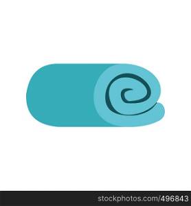 Blue towel rolled up flat icon isolated on white background. A blue towel rolled up flat icon