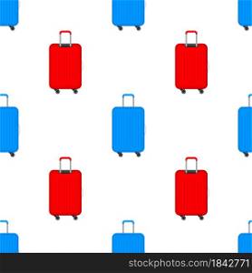 Blue travel plastic suitcase with wheels realistic pattern on white background. Vector stock illustration. Blue travel plastic suitcase with wheels realistic pattern on white background. Vector stock illustration.
