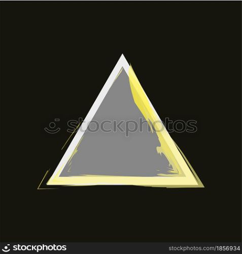Blue triangle icon. Black background. Watercolor white and gold stripes. Flat creative. Vector illustration. Stock image. EPS 10.. Blue triangle icon. Black background. Watercolor white and gold stripes. Flat creative. Vector illustration. Stock image.