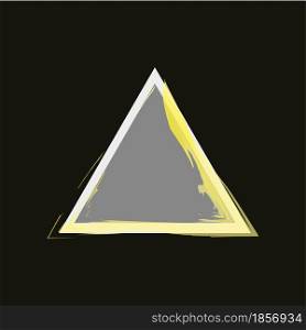 Blue triangle icon. Black background. Watercolor white and gold stripes. Flat creative. Vector illustration. Stock image. EPS 10.. Blue triangle icon. Black background. Watercolor white and gold stripes. Flat creative. Vector illustration. Stock image.