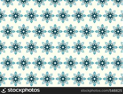 Blue tribal flower or roots and lobe pattern on pastel background. Retro and modern blossom pattern style for vintage or classic design