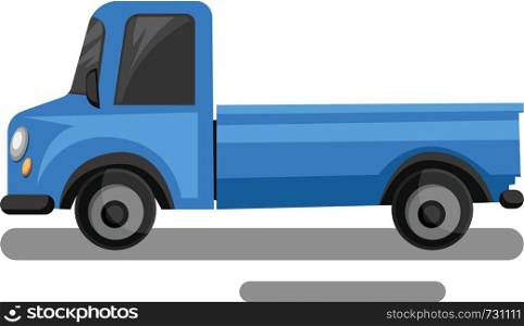 Blue truck cartoon style vector illustration on white background.