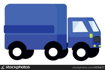 Blue truck, illustration, vector on white background.