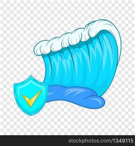 Blue tsunami wave icon in cartoon style on a background for any web design . Blue tsunami wave icon in cartoon style
