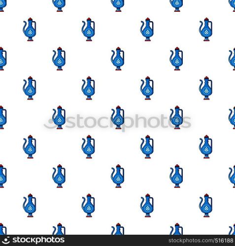 Blue Turkish teapot pattern seamless repeat in cartoon style vector illustration. Blue Turkish teapot pattern