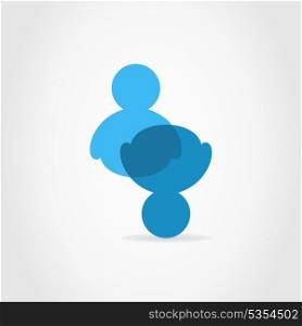 Blue user on a grey background. A vector illustration