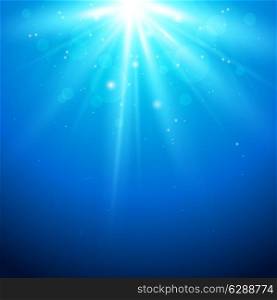 Blue vector abstract background with sunlight
