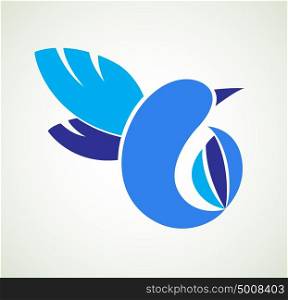 Blue vector abstract tropical bird. Design for corporate style and logo.