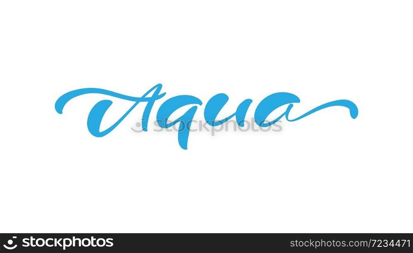 Blue vector Aqua text logo with water wave. Eco concept fresh clean drink water. For shop, web banner, poster.. Blue vector Aqua text logo with water wave. Eco concept fresh clean drink water. For shop, web banner, poster