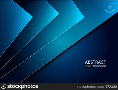 Blue vector background geometric overlap layer on silver and black space for background design